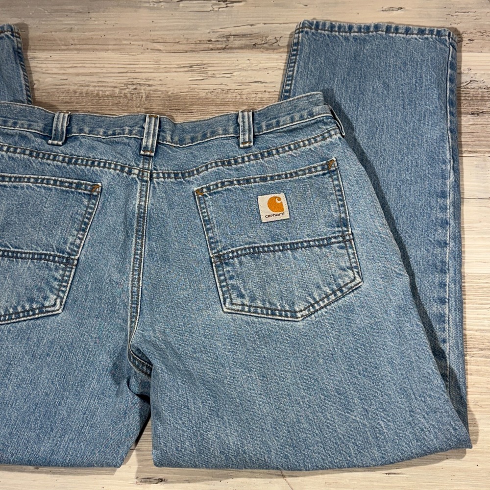 Men's Carhartt BD5119-M Relaxed Fit Jeans 35x28 (Actual 34x27.5) Blue Denim